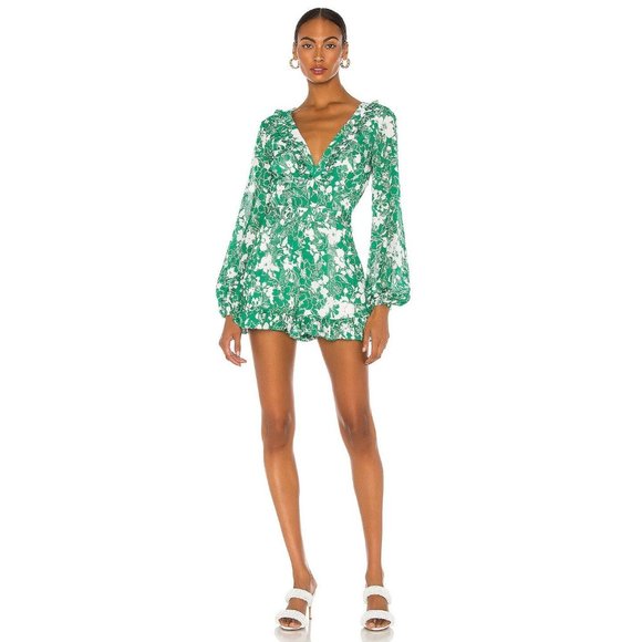 Alexis Pants - Alexis Cerca Romper in Green Small Womens Dressy Floral Outfit Set